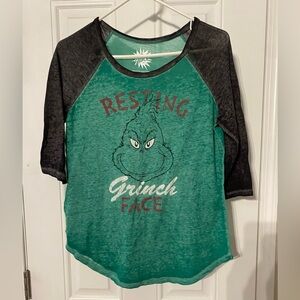 Women’s Resting Grinch Face 3/4 loose fitting shirt